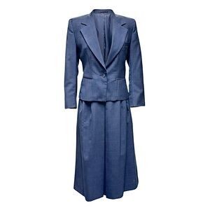 Women's Vintage Ragalia Collection Glen Plaid Navy Blazer and Center Pleat Skirt